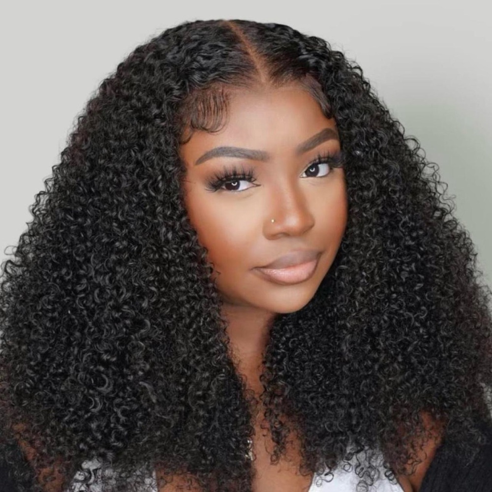 Curly Black V part Hair Wig
